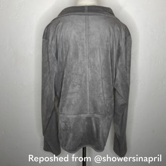 Soft Surroundings Faux Suede Microfiber Wrap Style Jacket Coat XL Gray - Picture 2 of 9